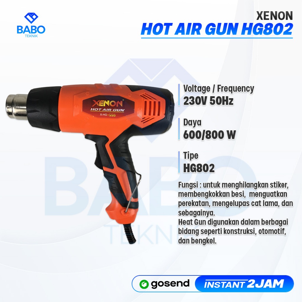 Hot Gun / Hot Air Gun / Heat Gun Hijau / Pemanas Skotlet / Heat Gun PISTOL PEMANAS
