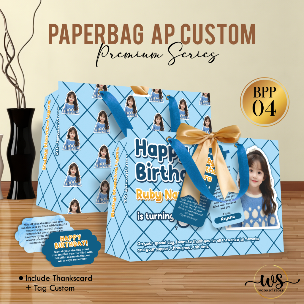 

PAPER BAG ULANG TAHUN CUSTOM - PAPERBAG BIRTHDAY PREMIUM PAPER (BPP) - PAPER BAG FACE GRID LANDSCAPE