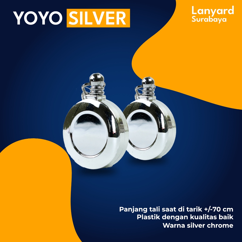 

Yoyo Gantungan cantelan IDcard name tag warna Silver chrome metalik krom