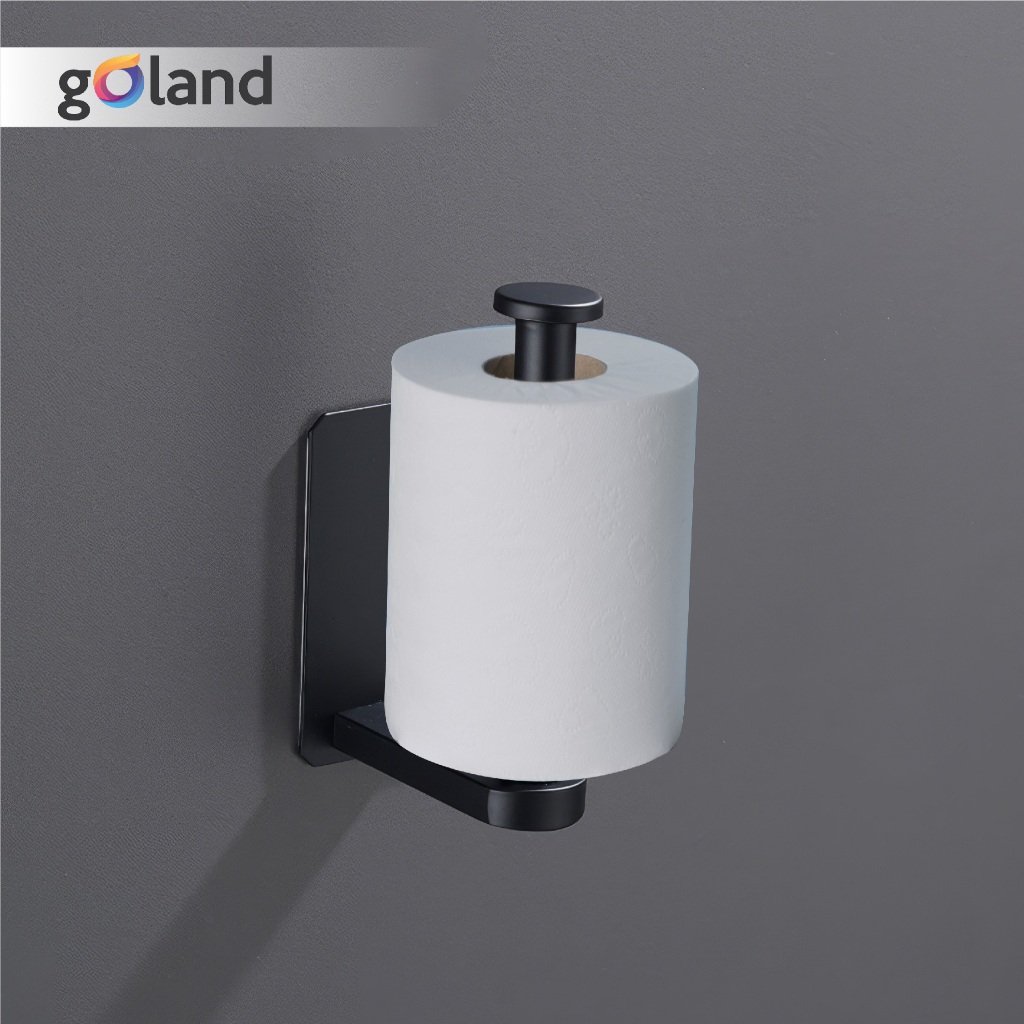 BATU_ Goland Tempat Tisu Gulung Toilet WC Tempel Dinding Paper Holder Stainless Steel Hitam