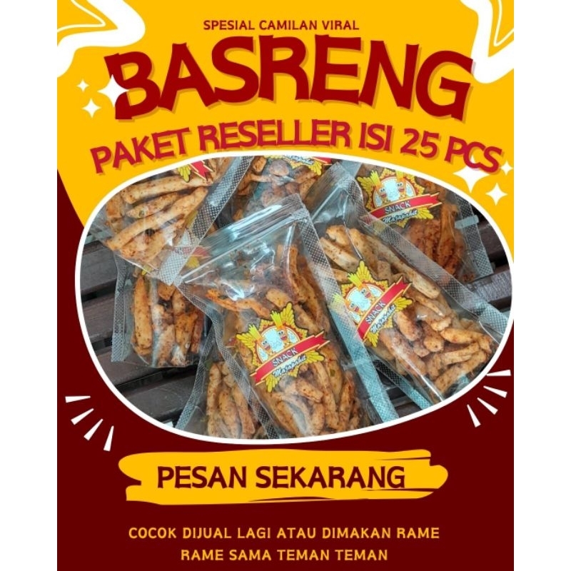 

Paket Reseller Basreng Kemasan pouch Isi 25 Pcs Mix Rasa