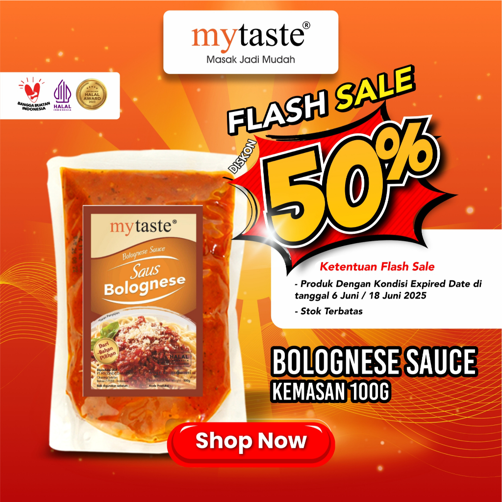 

MYTASTE BOLOGNESE SAUCE SPAGHETI KEMASAN 100 GRAM FLASH SALE DISKON GROSIR NEAR EXPIRED DATE