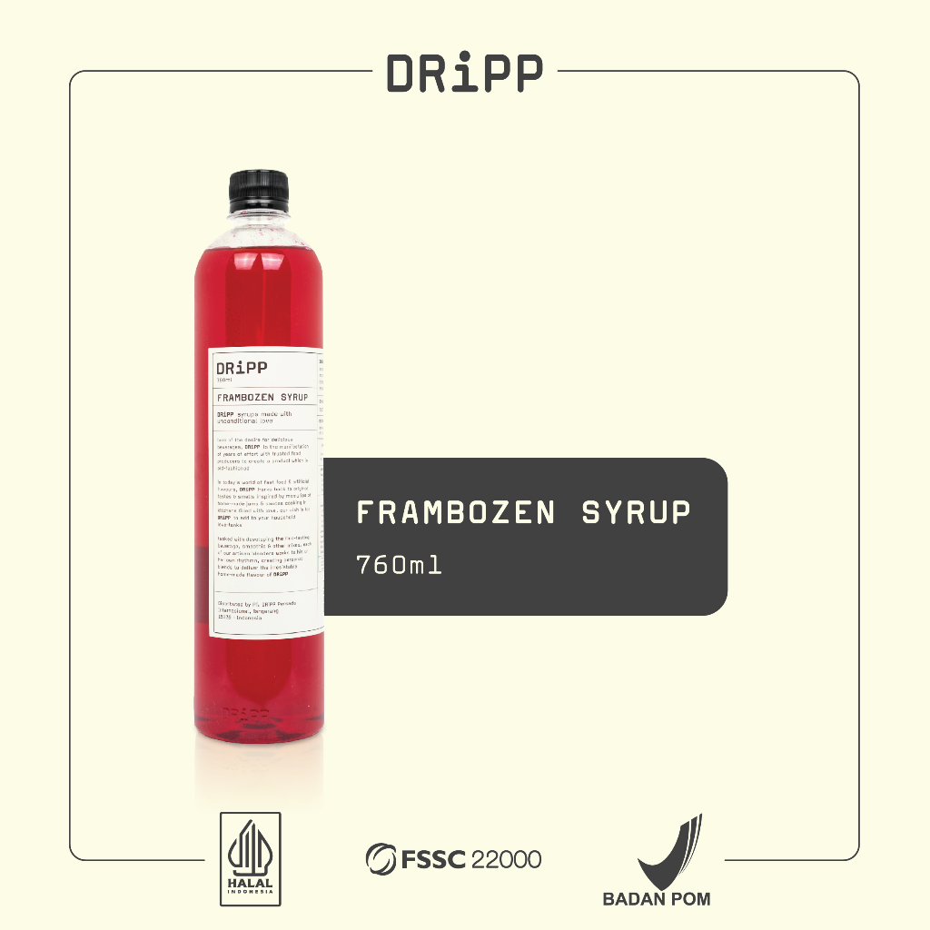 

DRiPP Frambozen Syrup - Perasa Minuman Berbentuk Sirup Frambozen Untuk HORECA