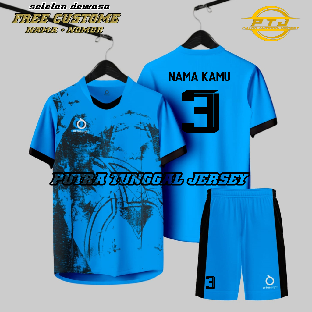 CUSTOME JERSEY SABLON NAMA+NOMOR PUNGGUNG SENDIRI SETELAN BAJU BOLA FUTSAL PRIA/WANITA DEWASA