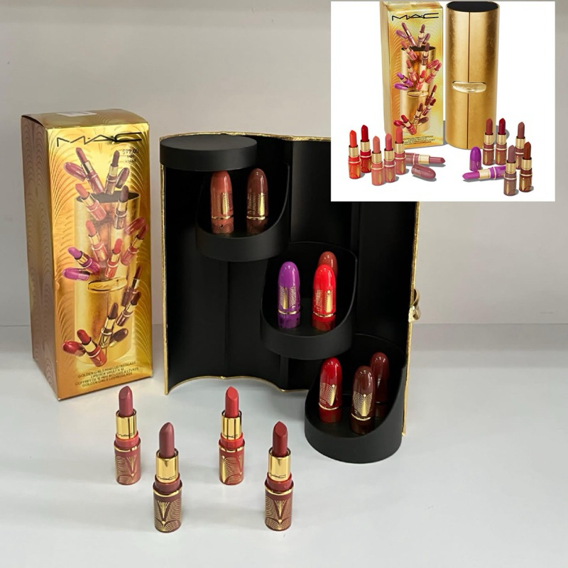 MAC Lip 12 set Golden Girls Mini Lustreglass Lipstick Vault