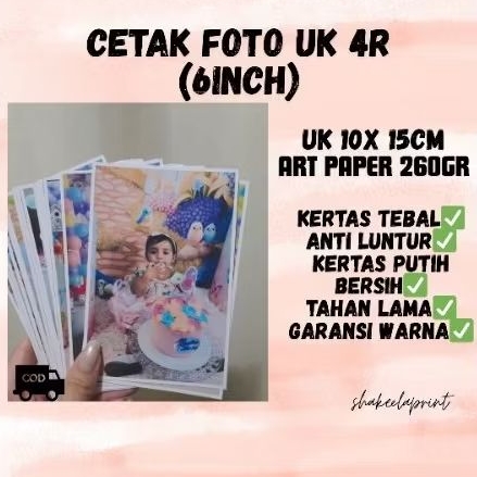 (COD) CETAK FOTO UK 4R 6INCH ART PAPER 260GR TEBAL KERTAS PUTIH BERSIH PREMIUM