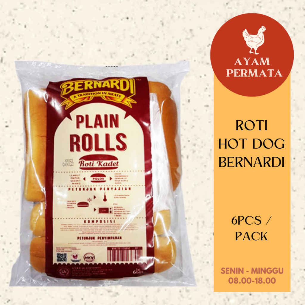 

Roti Hot Dog BERNARDI / Sosis Hotdog Bun / Plain Rolls Sausage - Ayam Permata