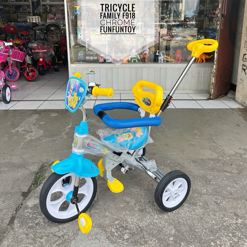 SEPEDA ANAK RODA TIGA FAMILY F918 Stainless ban karet TRICYCLE KADO ANAK