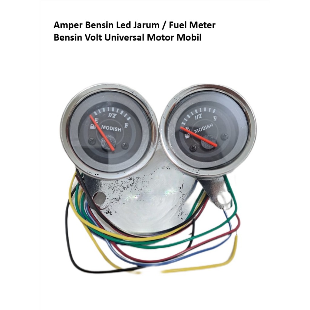 Speedometer Bulat Amper Bensin Led Jarum Fuel Meter Bensin Analog Motor Mobil Universal