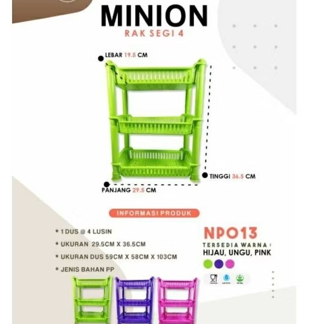 RAK SEGI 4 MINION NP/ SMALL RAK SUSUN 3 SERBAGUNA