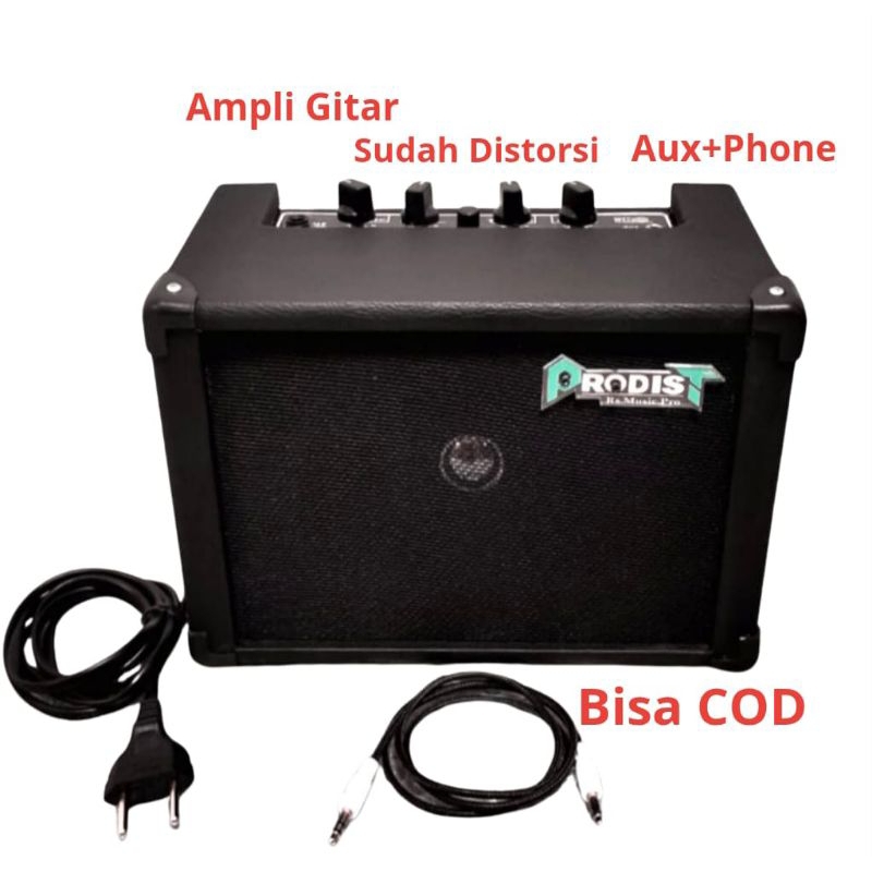 Ampli Gitar Listrik PRODIST - Ampli Gitar Mini 4 inch Sudah Clean+Distorsi+Aux+Headphone