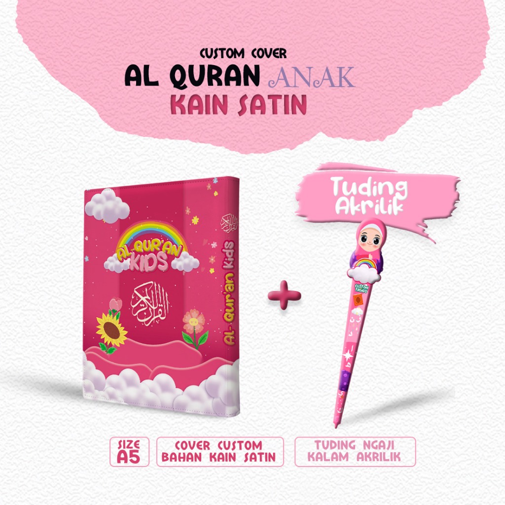 

DP - Cover Al-quran Desain Anak Hanya Cover saja Bisa Custom Pakai Nama tanpa al-quran ukuran A5 Bahan Satin ( Banyak Varian , Lebih Ekslusif )