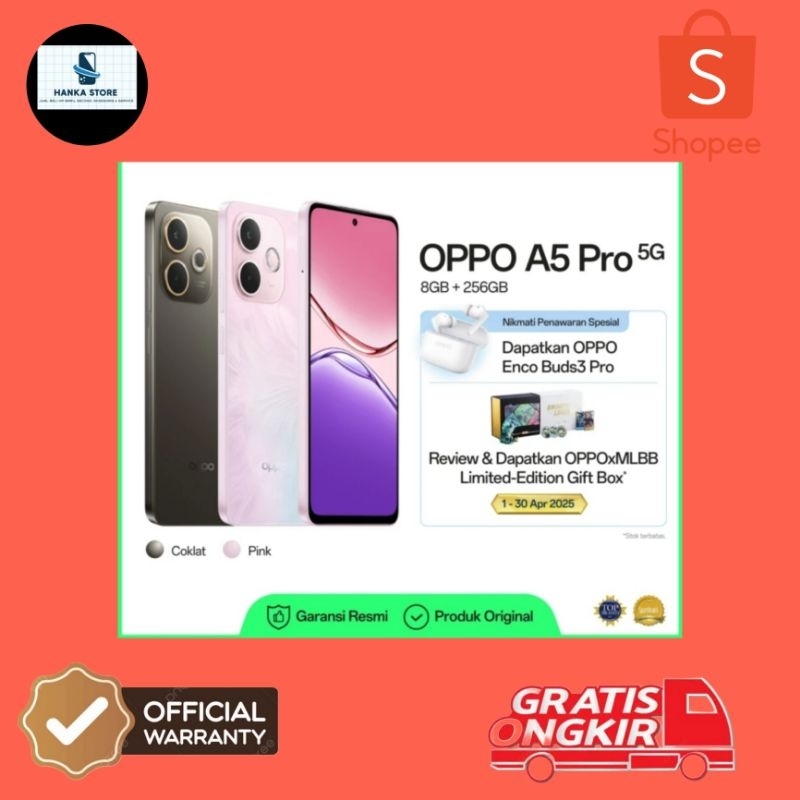OPPO A5 PRO 5G RAM 8+8/128GB 8+8/256GB GARANSI RESMI - SEGEL BOX