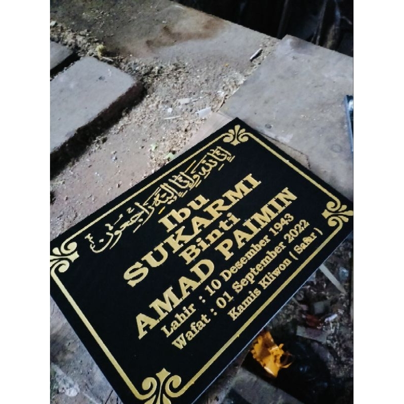 Batu Nisan Granit Ukuran 20x30cm Tulisan Batu Nisan Kijing Prasasti