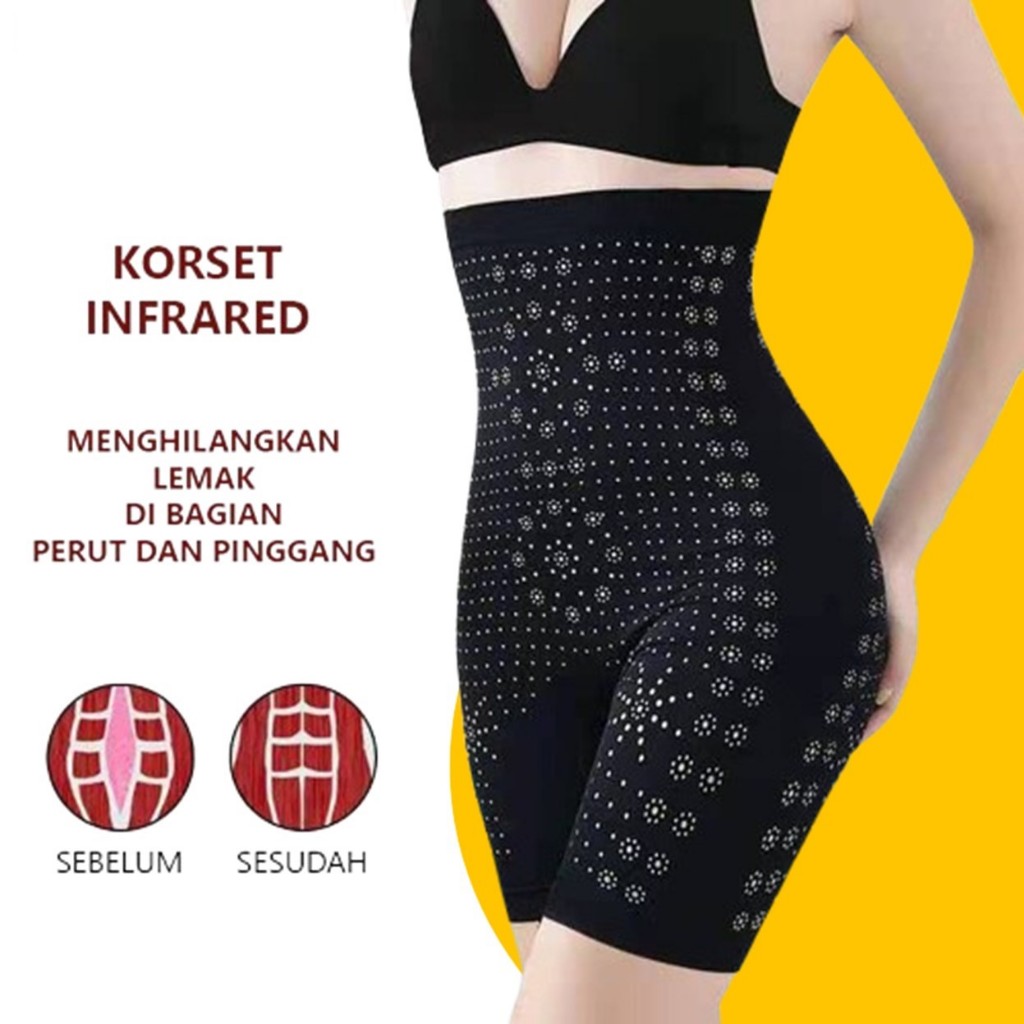 QH Celana Korset Pelangsing Perut Buncit Pants Infrared 3 in 1 Pelangsing Pengencang Badan Pantat
