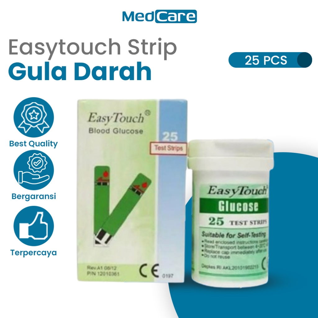 Strip EasyTouch Gula Darah – Refill 25 Strip Resmi untuk Alat Tes EasyTouch GCU/GCHb, Original dan E