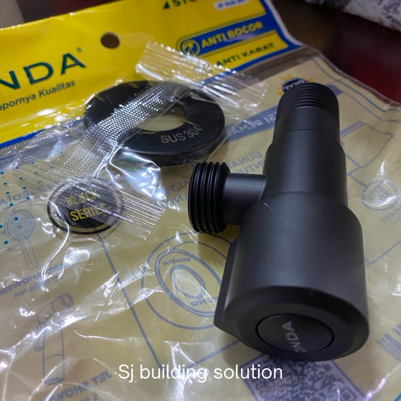 STOP KRAN AIR JF SUS BM 1/2" ONDA // STOPKRAN BLACK MATT // STOPKRAN 1 CABANG HITAM TEE CLOSET TEE T