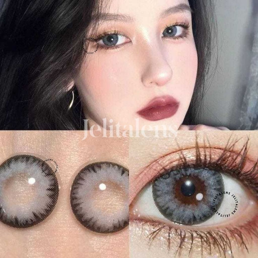 J5 Softlens Abu-Abu Grey 16 MM Mata Babie Big Eye Normal Minus / Softlens Grey / Softlens Barbie / S