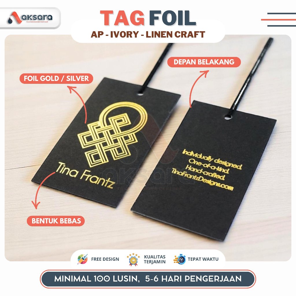 

(FOIL)TAG PREMIUM, Hangtag Pakaian, Merek Baju, Merek Baju Baru, Hangtag Distro, Tag Hijab Hangtag