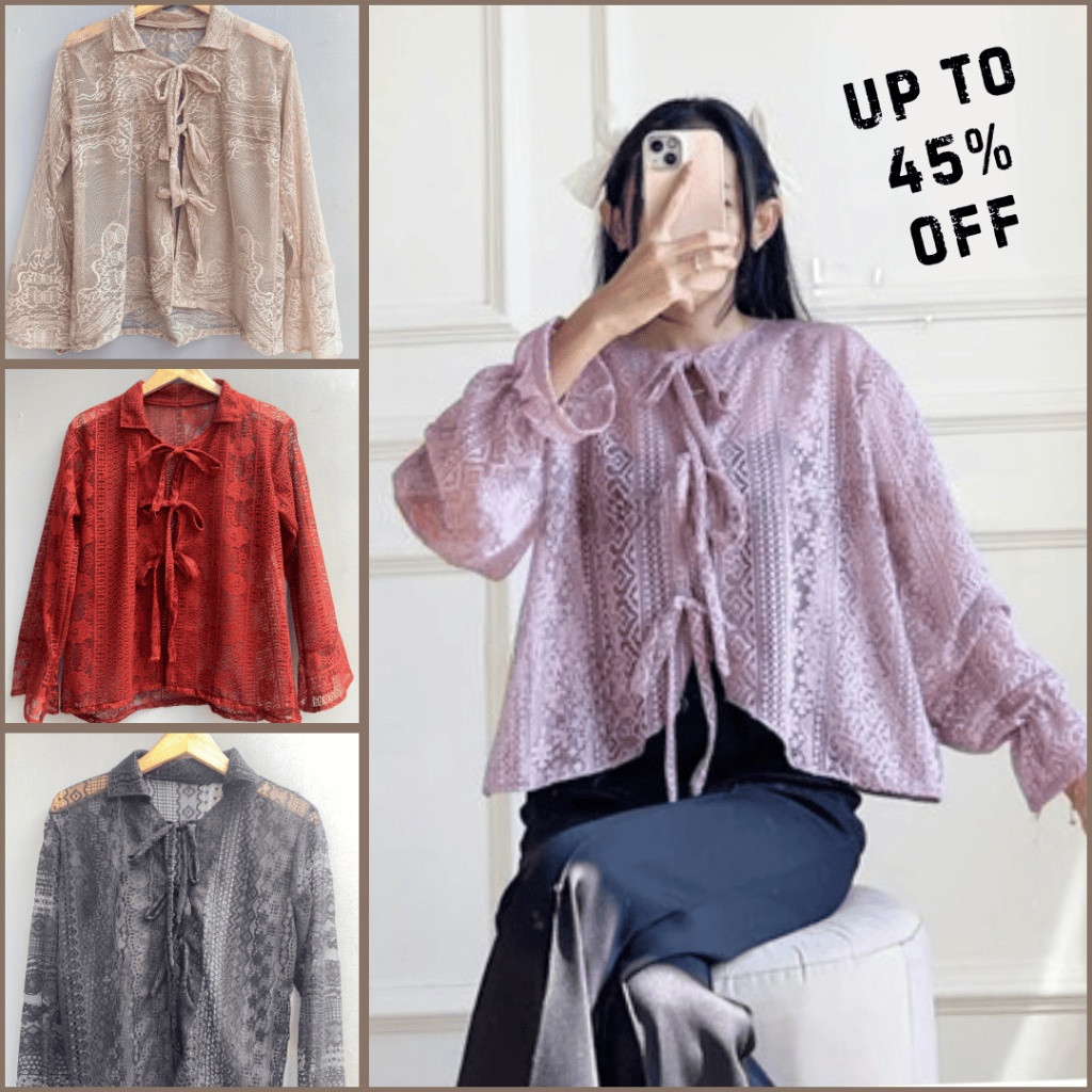 Outer Malika Brukat Crop Outer Cardigan Brukat Malika Outer Atasan Brukat Wanita Terbaru Outerwear M
