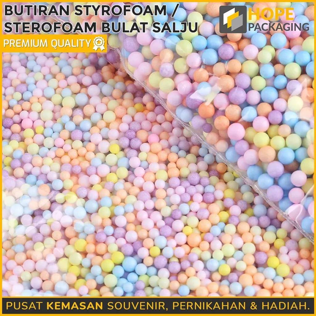 Butiran Styrofoam / Styrofoam Butiran Bubble Foam / Sterofoam Bulat Salju / Butiran Gabus Warna Warn