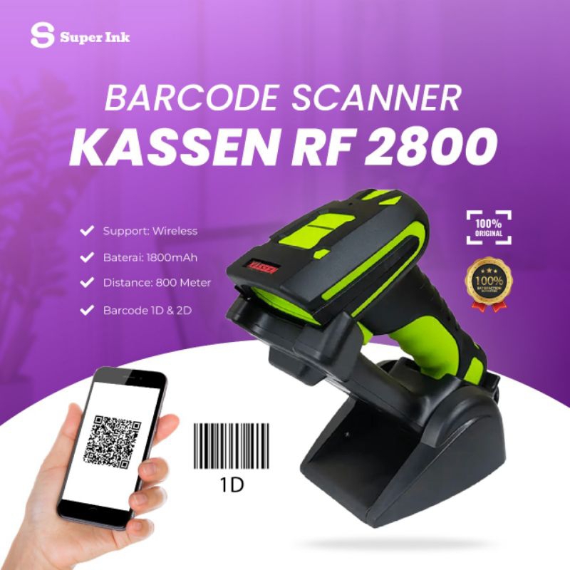 Scanner Kassen RF2800 Wireless 2D Autoscan Qris Barcode 1D QRcode Minimarket Kasir RF 2800 RF-2800