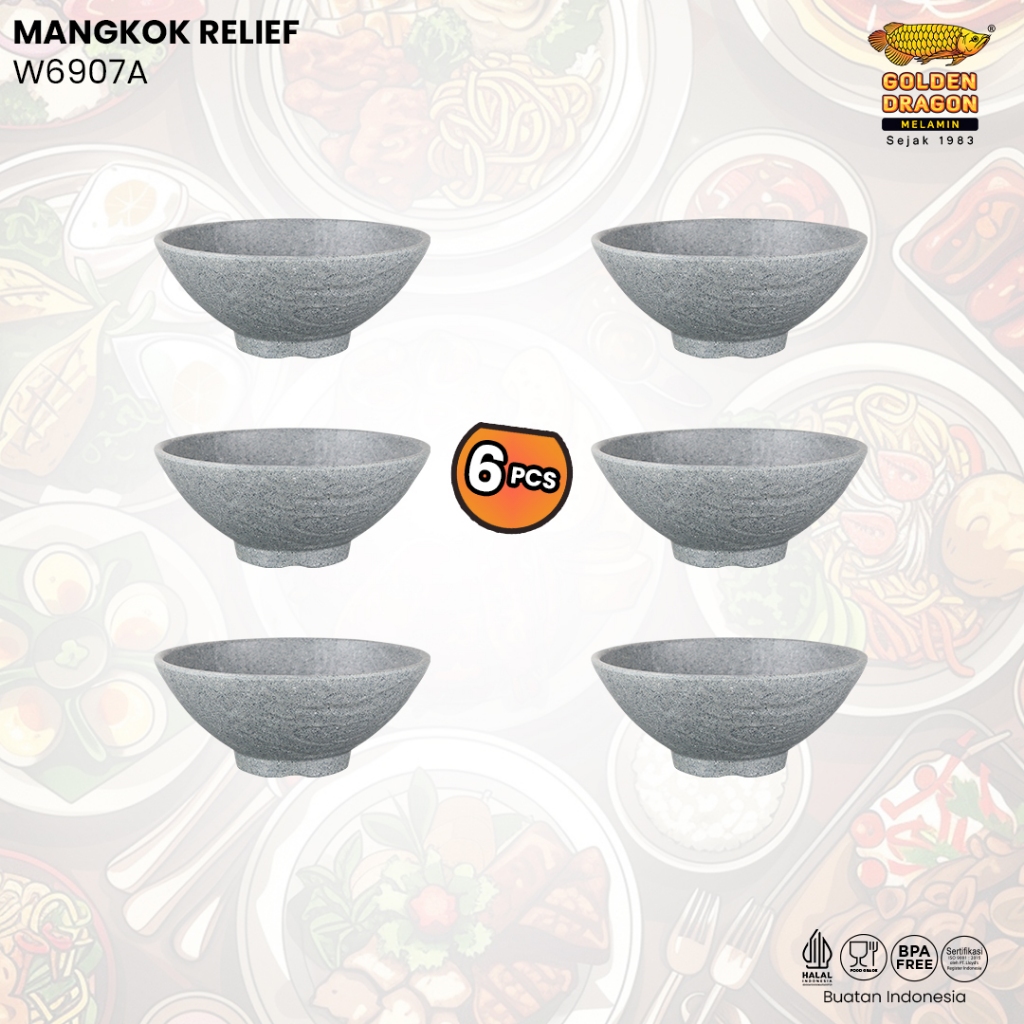 Golden Dragon Melamine - Mangkok Relief Batu W6907A
