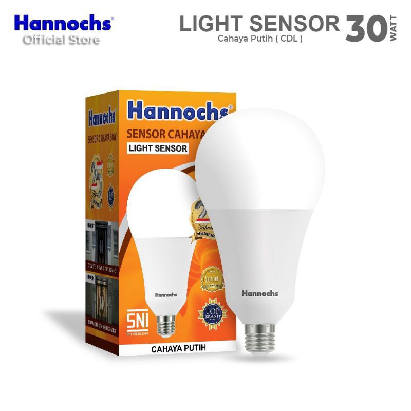 Lampu LED Hannochs Sensor Cahaya 30 Watt (Cahaya Putih / 6.500K)
