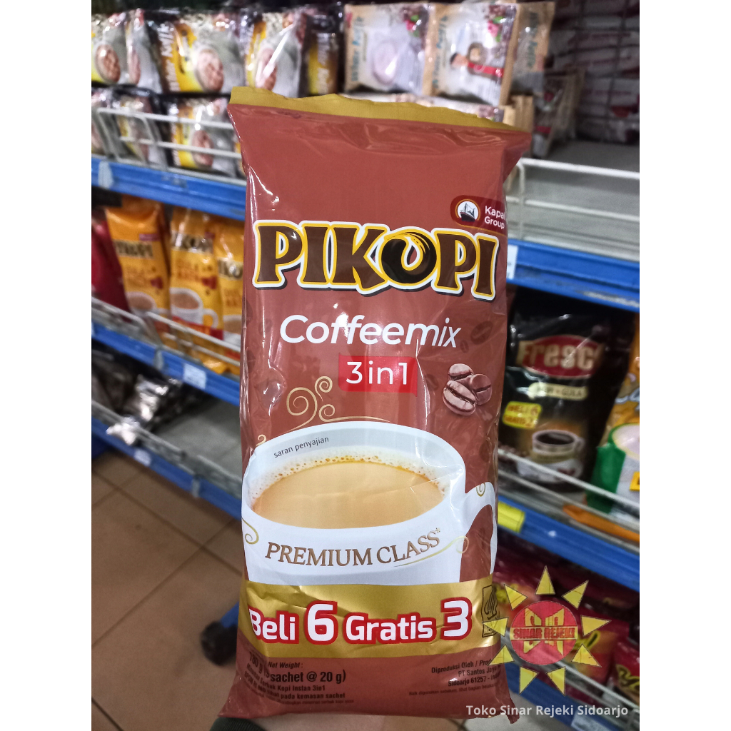 

Pikopi Coffemix 3 in 1 Bag Premium Class Isi 9 Sachet @20 gram