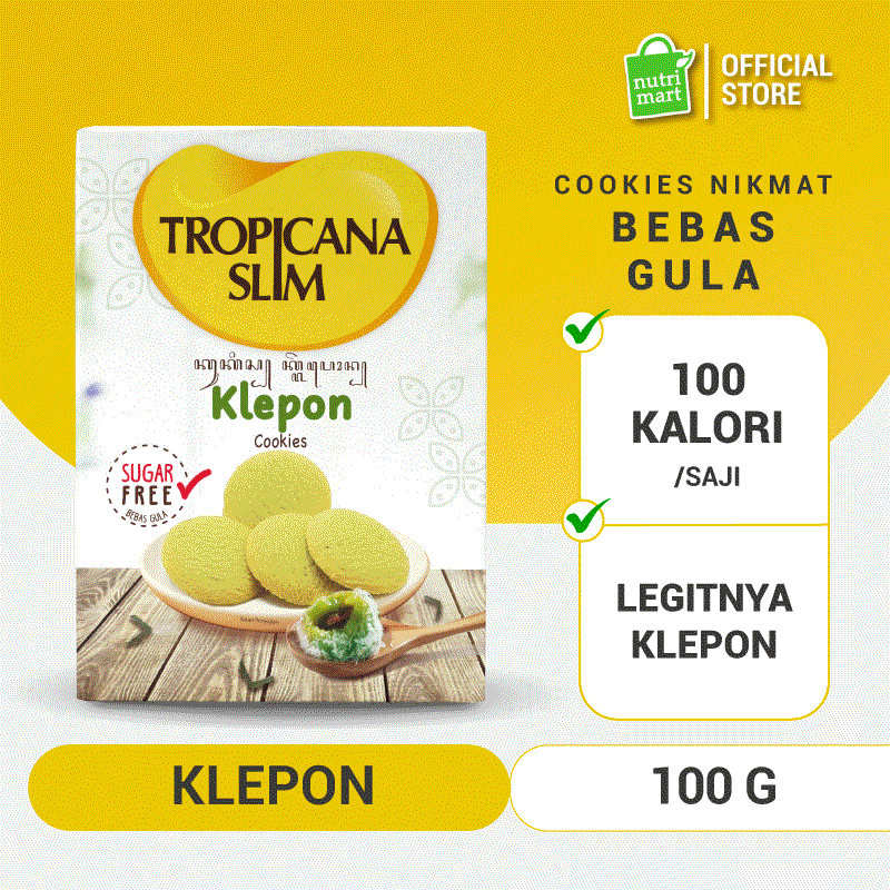 

Tropicana Slim Klepon Cookies (5 Sch) - Snack Biskuit Diet Rendah Kalori Bebas Gula