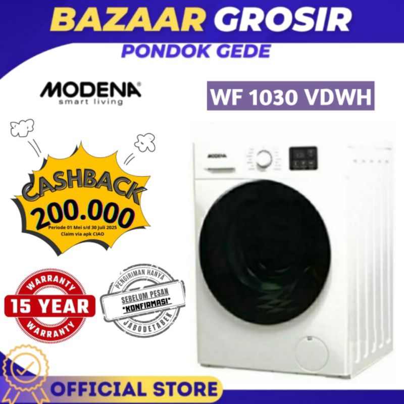 Modena WF 1030 VDWH Mesin Cuci Bukaan Depan 10,5 kg Putih
