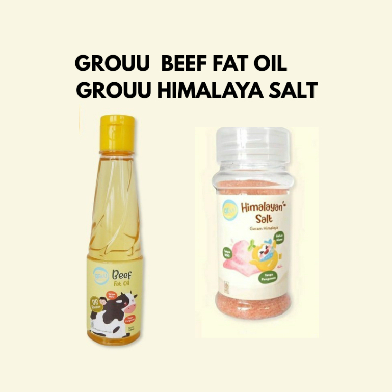 GROUU BEEF FAT OIL 145M | HIMALAYA SALT 120R/ KIDS ABON SAPI 80G/ ABON AYAM 80G/ PUFFS TOMATO HERBS-