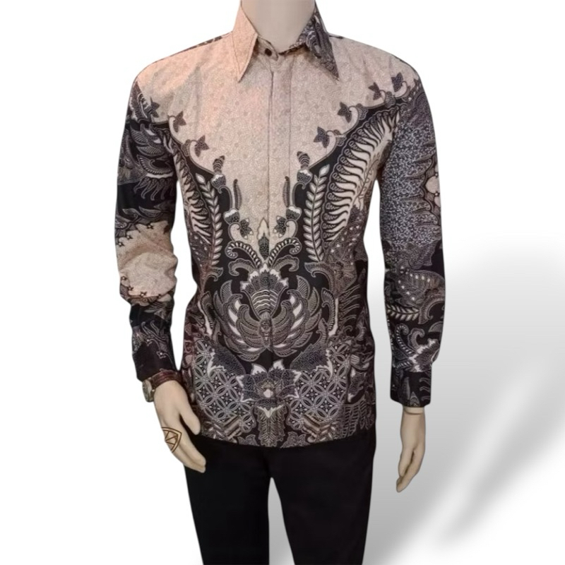 Kemeja Batik Pria Lengan Panjang Premium | kemeja batik halus motif mahkota moca alexsander l batik 