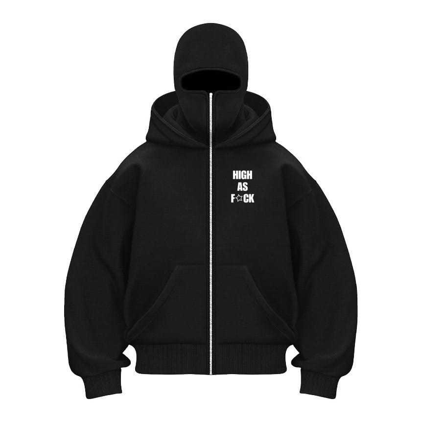 HOODIE BALACLAVA Zipper Jaket Hoodie Boxy Hitam Ninja Balaclava