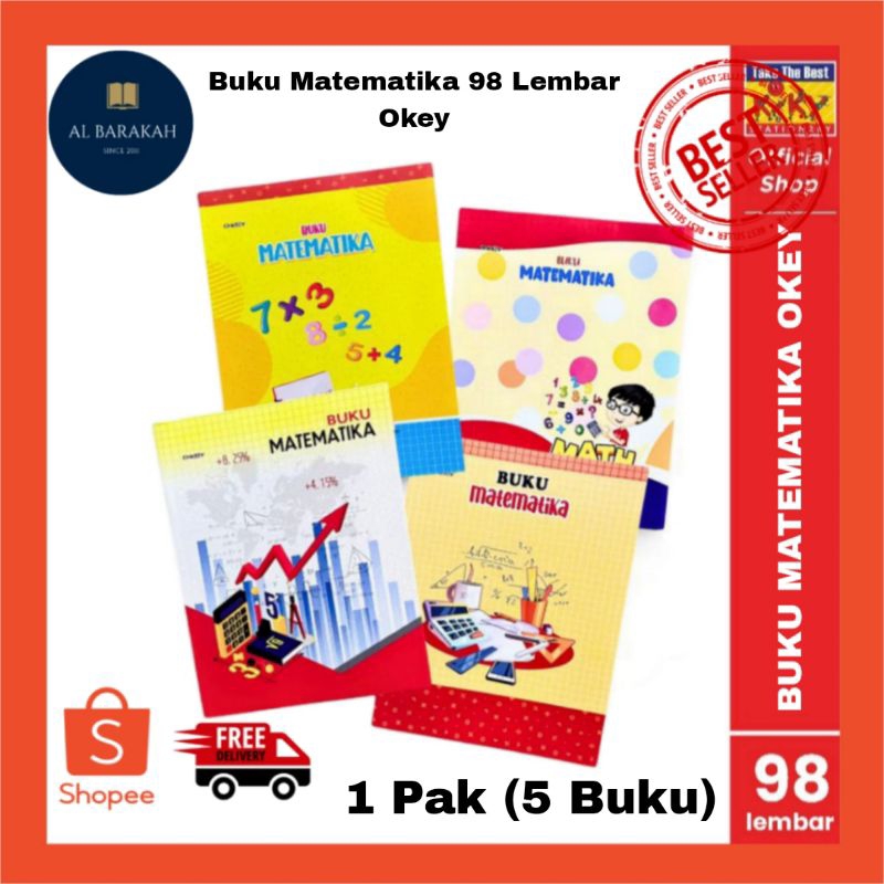 

1 Pak (5 Buku) !!! Buku Matematika Okey 98 Lembar - 5 Buku / Motif Random