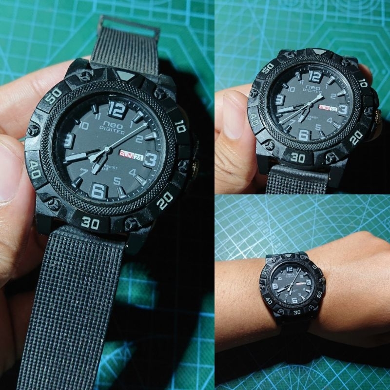 Jam tangan Neo Digitec original Day Date classic Black Grey