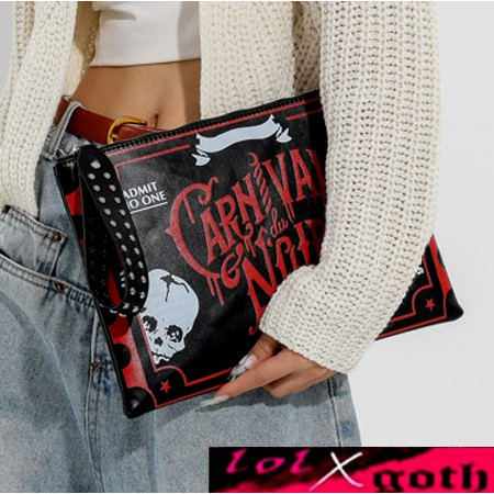Tas Tangan Dompet Besar Tas Notebook Tab Gothic Lolita Cosplay Tengkorak Skull