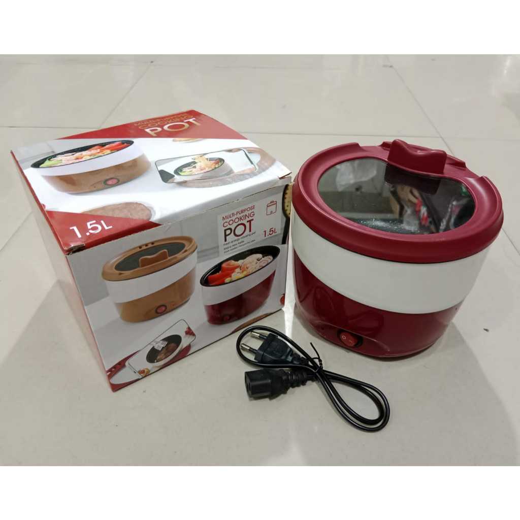 Panci Listrik Elektrik Serbaguna Multifungsi 1.5L 1.5 Liter 1,5 L Fry Pan Electric Pan CookingPot Ho
