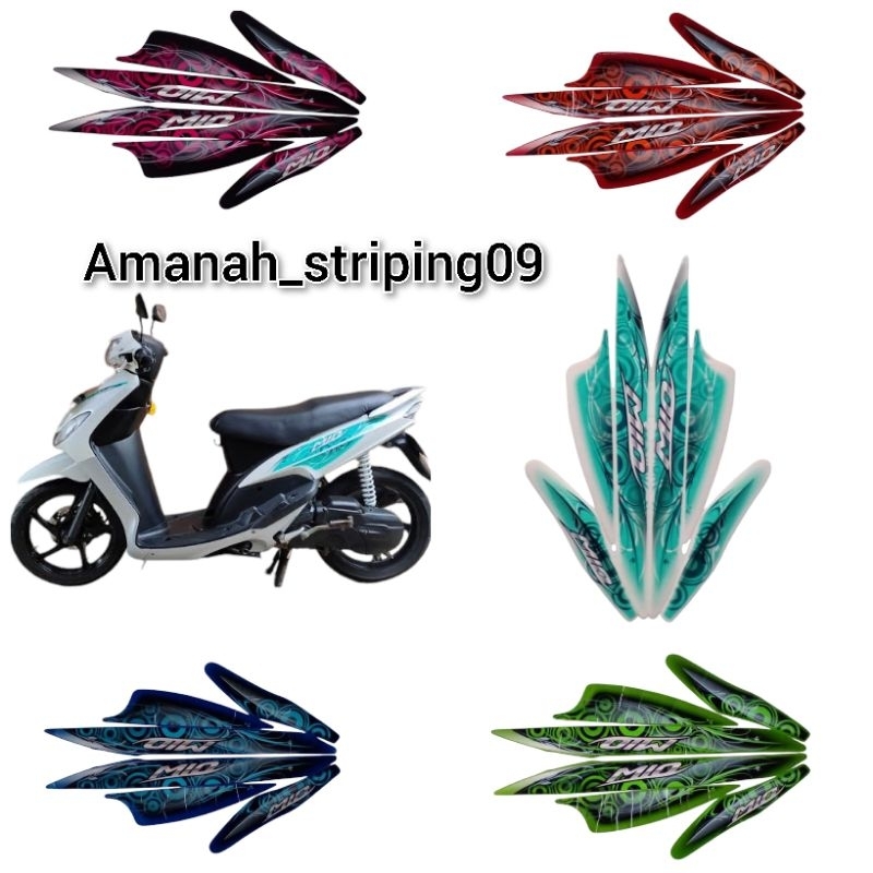 Set stiker striping standart body motor Mio sporty mio smile tahun 2011 2012 ful set body terbaik