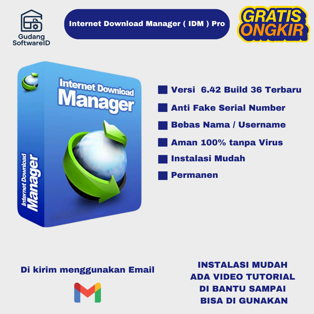 IDM Internet Download Manager Manajer LIFETIME Permanen Bergaransi / Internet Download Manager Licen