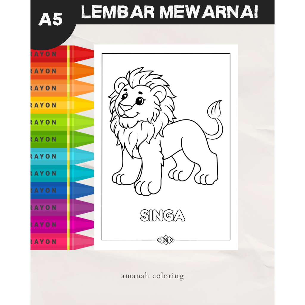 

CB-02 Lembar Gambar Mewarnai Hewan Untuk Anak TK SD PAUD Kertas HVS 100gr Bukan Buku Mewarnai