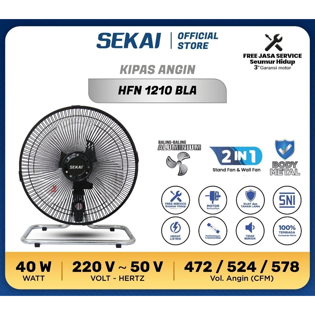 KIPAS ANGIN SEKAI HF-1210 kipas angin 12 inch kipas angin dinding kipas angin meja kipas 2 fungsi