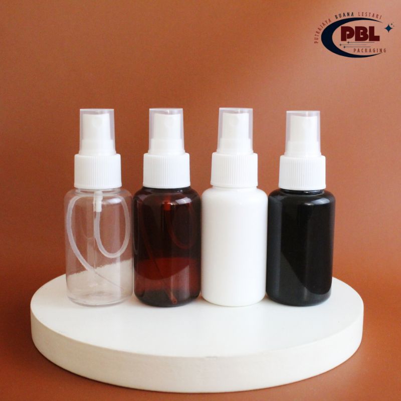 Botol Spray 60ml Tubular / Botol Toner 60ml / Botol PET 60ml Tubular Neck 24 Tutup Spray Neck 24 Put
