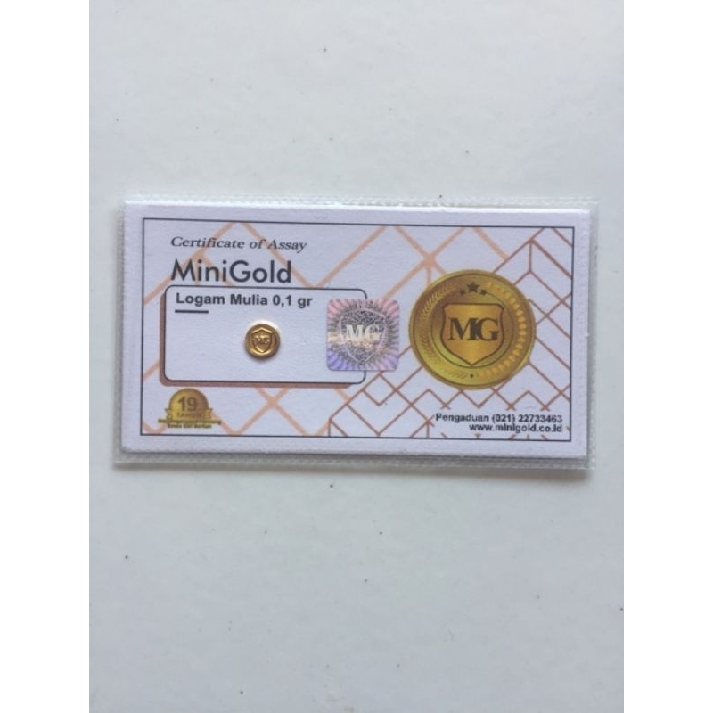 MiniGold 0.1 Gram - Emas Murni 24K Sertifikat Resmi