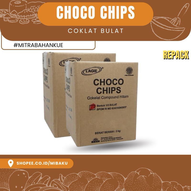 

L’Agie Choco Chips Cokelat Hitam - REPACK | 250 gr | 500gr