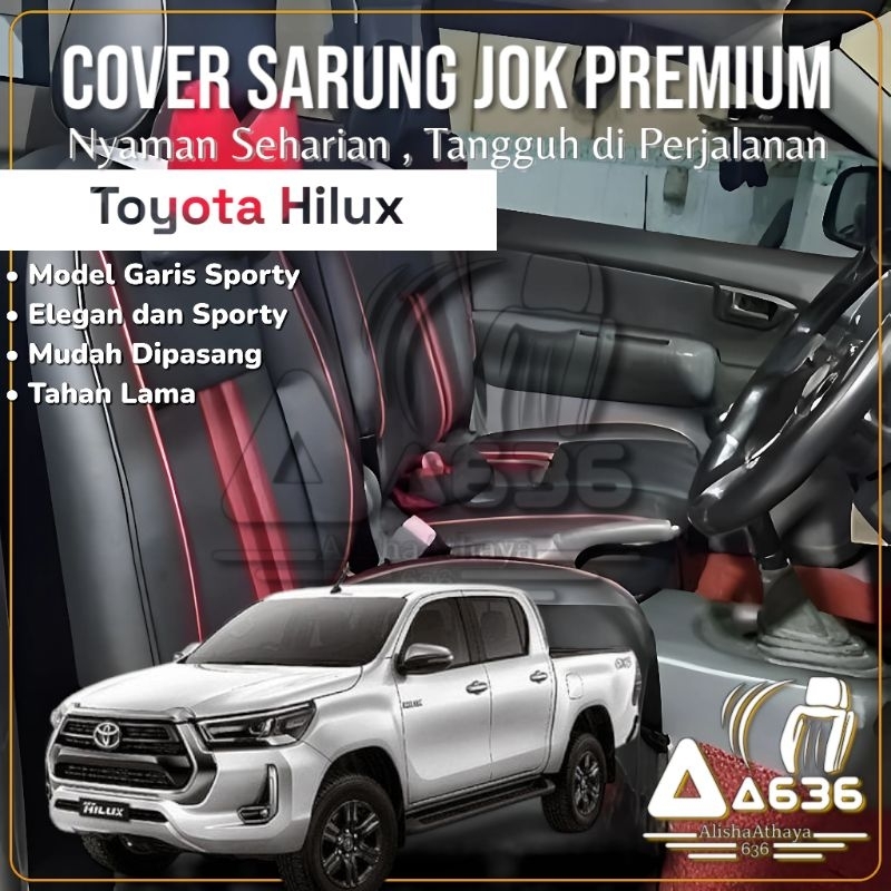 sarung jok mobil hilux single cabin model terbaru bonus sarung stir / lapis jok mobil hilux / cover 