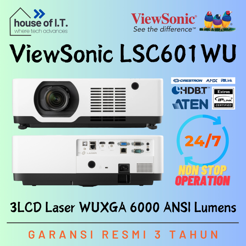 Proyektor ViewSonic LSC601WU 6000 ANSI Lumens Laser 3LCD - Proyektor 6000 ANSI - Garansi Resmi 3 Tah