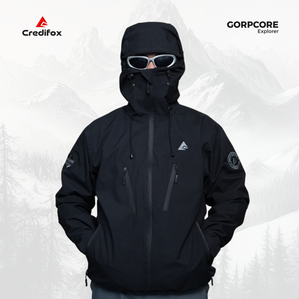 CREDIFOX Jaket Gorpcore Seri Explorer Bahan Taslan Balon  Waterproof - Gorpcore Jacket Anti Air