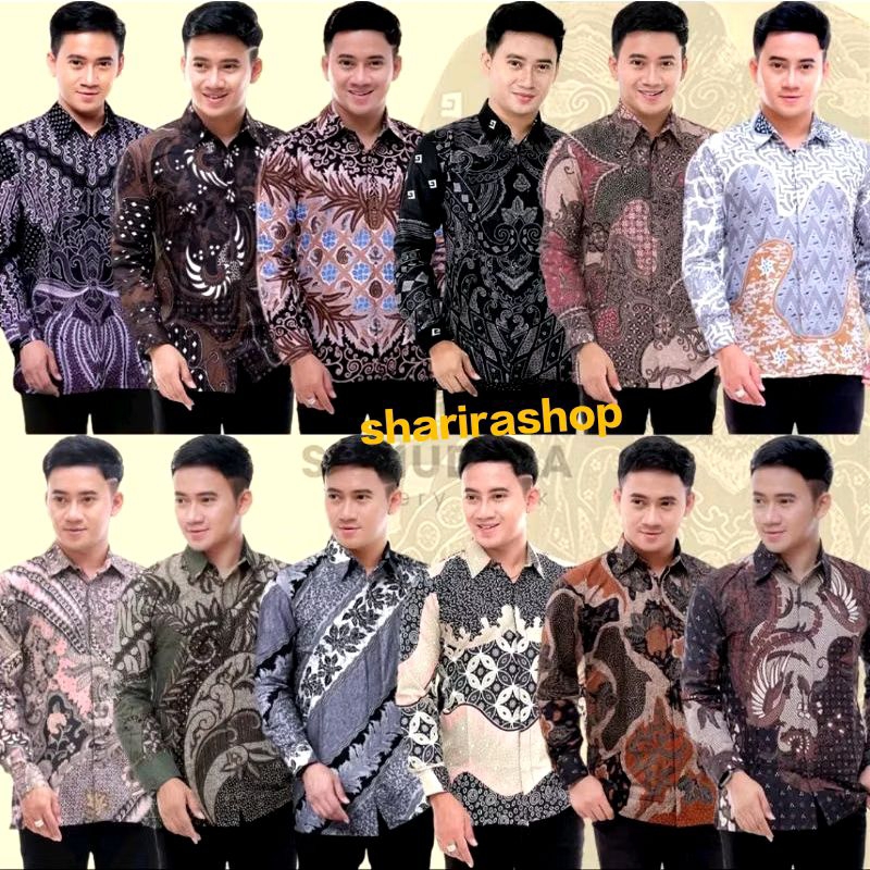 Baju batik pria Kemeja Batik Lengan panjang ,baju batik gambar asli, baju batik seragam pesta