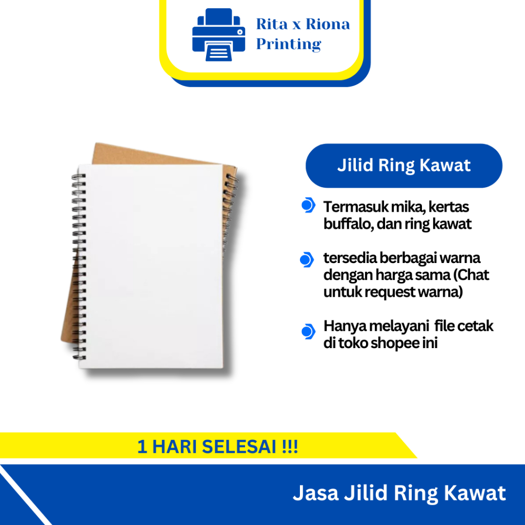 Jasa Jilid Spiral Ring Kawat Binder A5 / A4 / F4 / A3